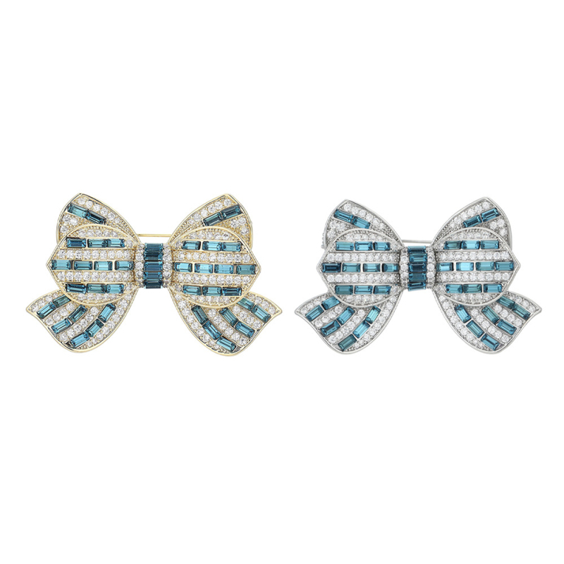 Korėjiečių stiliaus cirkoninė kaspinė brošė, varis, įmontuoti diamantų, ametisto kristalas, Princesių serija