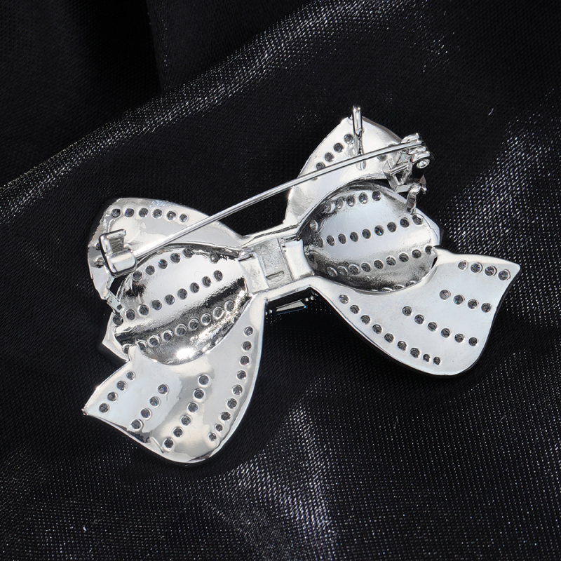 Korėjiečių stiliaus cirkoninė kaspinė brošė, varis, įmontuoti diamantų, ametisto kristalas, Princesių serija