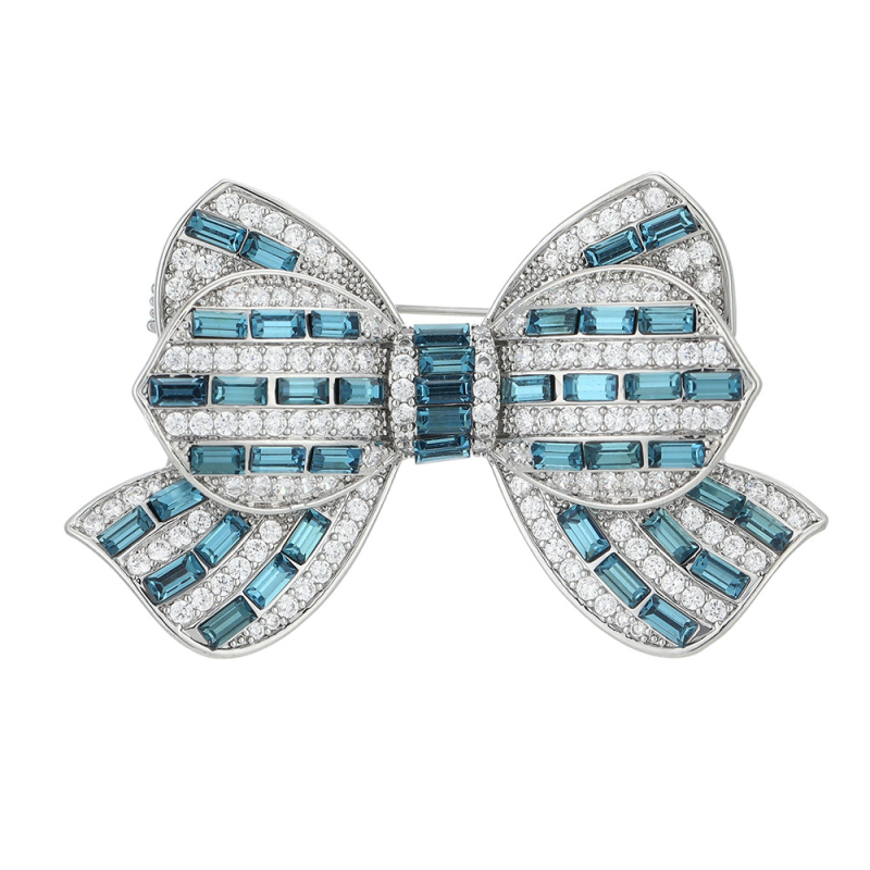 Korėjiečių stiliaus cirkoninė kaspinė brošė, varis, įmontuoti diamantų, ametisto kristalas, Princesių serija