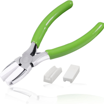 Ékszerfogó, szénacél, korrózióálló, síkcsapos, műanyag végződéssel, DIY ékszerkészítéshez és javításhoz