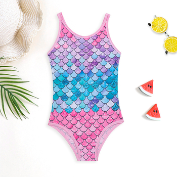 Μαγιό κοριτσιών ολόσωμο με φούστα και τιράντες, στυλ γοργόνας — Υλικό: νάιλον; Πολυεστέρας 85%