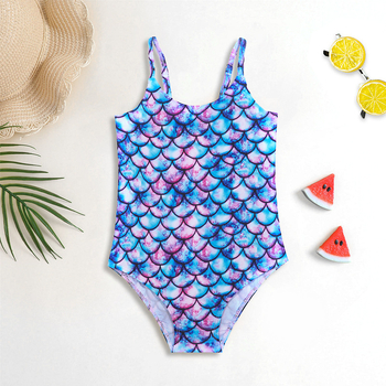 Μαγιό κοριτσιών ολόσωμο με φούστα και τιράντες, στυλ γοργόνας — Υλικό: νάιλον; Πολυεστέρας 85%