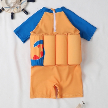 Παιδικό ολόσωμο μαγιό με πλωτικότητα, κοντά μανίκια, χαριτωμένος καρτούν σχεδιασμός, για ηλικίες 2-10 ετών, 80% πολυεστέρας