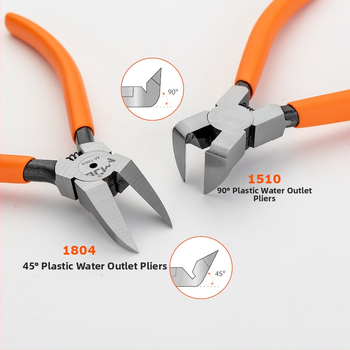 Meijialong Ipari osztályú 90° víznyílás fogó, 45° és derékszögű változatokkal | Króm-vanádium acél CR-V | Hőkezelés 42–50 HRC | Vágó él 54–62 HRC | Tömeg 0,11 kg | Rozsdagátló bevonat