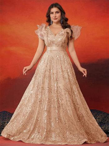 Perlų akcentuotos V kaklo vakarinės suknelės su A linijos siluetu, raukšlėtas kraštas, poliesterio pagrindinis audinys 90–95%, antrinis 95%+, vakarėlių suknelė, pavasaris 2025