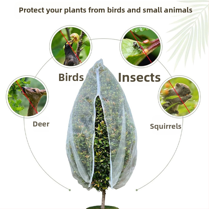 Градинска мрежа против насекоми с връзване и цип за растения и плодни дървета, защита от комари и птици — Материал: полиетилен; Диаметър на тел: 15; Срок на експлоатация: 3–5 години; Марка: You luan