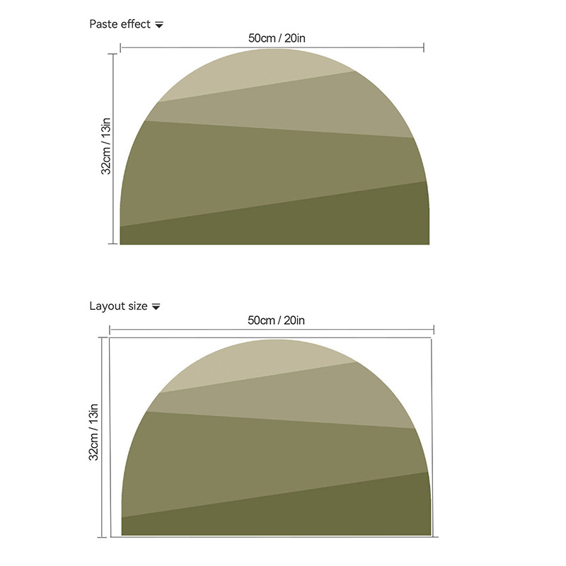 Стенно декоративен стикер: бохемски минималистичен полукръг дизайн, PVC, 1 бр., за дневна, спалня, кабинет и антре