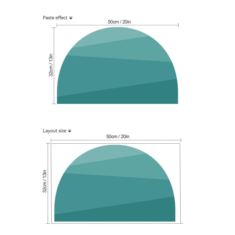 Стенно декоративен стикер: бохемски минималистичен полукръг дизайн, PVC, 1 бр., за дневна, спалня, кабинет и антре