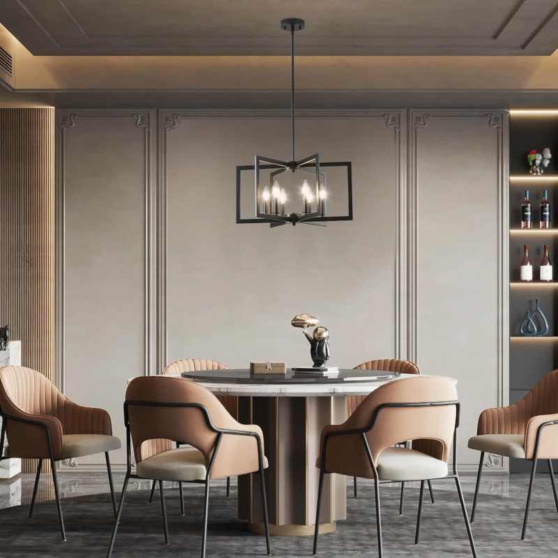 Люстра с разклонена конструкция, LED осветление, корпус от желязо, напрежение 110V, обхват 10–15㎡, многоглавна, произход Zhongshan, подходяща за хол и ресторант, марка Baowo