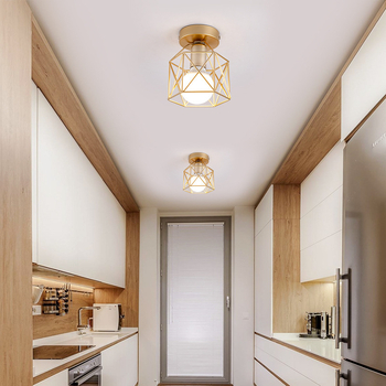 Mennyezeti lámpa, Új kínai stílusú vasból készült LED, 220V, vas test, PVC árnyékoló, 3–5 m², folyosó és bejárat számára