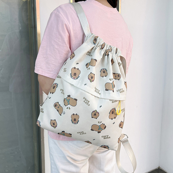 Koreai stílusú iskolatáska lányoknak, nylon anyagból, húzózáras belső rekesz laminált zsebbel, mindennapi használatra