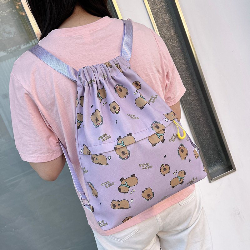 Koreai stílusú iskolatáska lányoknak, nylon anyagból, húzózáras belső rekesz laminált zsebbel, mindennapi használatra