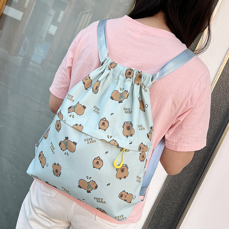 Koreai stílusú iskolatáska lányoknak, nylon anyagból, húzózáras belső rekesz laminált zsebbel, mindennapi használatra