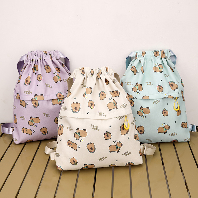 Koreai stílusú iskolatáska lányoknak, nylon anyagból, húzózáras belső rekesz laminált zsebbel, mindennapi használatra