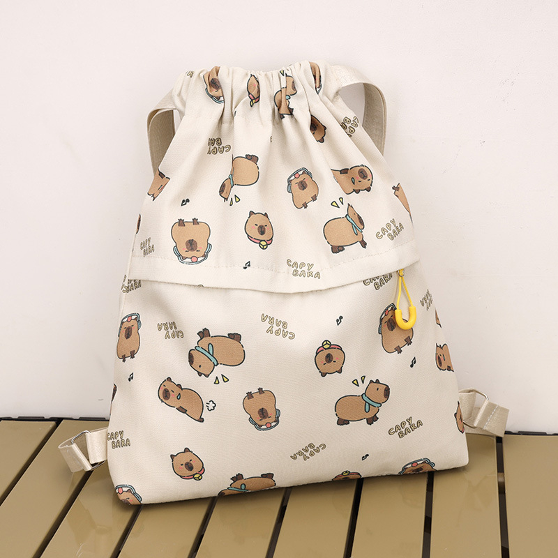 Koreai stílusú iskolatáska lányoknak, nylon anyagból, húzózáras belső rekesz laminált zsebbel, mindennapi használatra