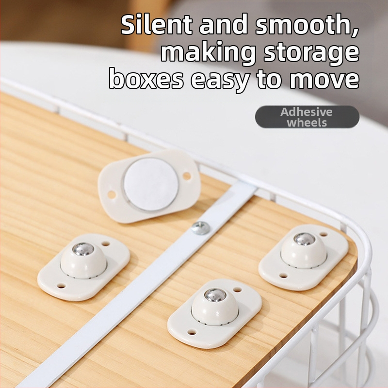 Öntapadós univerzális görgőkészlet (4 db) tároló dobozokhoz és mozgatható keretrendszerekhez — ABS + 304 rozsdamentes acél, kreatív dizájn
