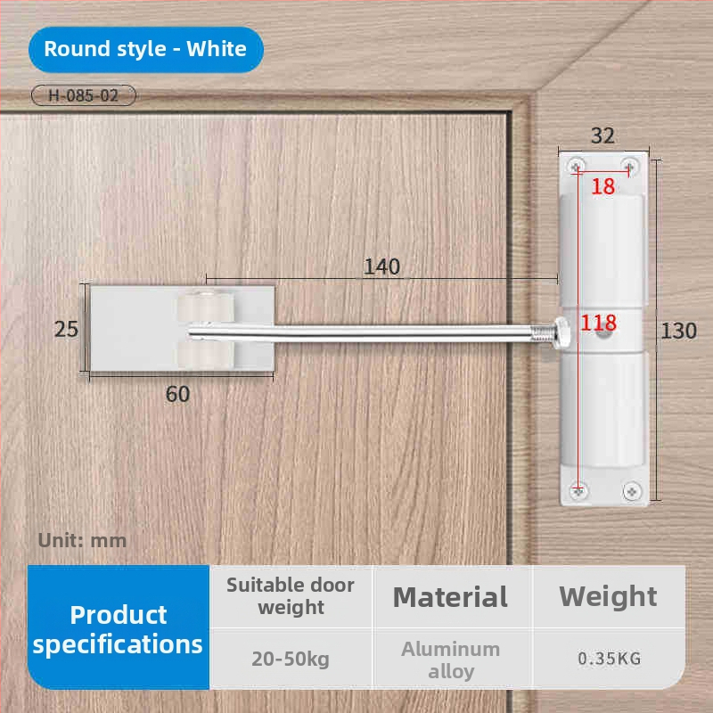 Кръгъл автоматичен затварящ механизъм за врати с тихо затваряне, механизъм за отскок и буфер против сблъсък