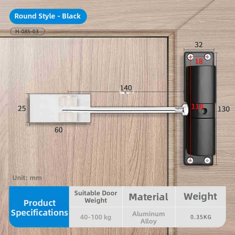 Кръгъл автоматичен затварящ механизъм за врати с тихо затваряне, механизъм за отскок и буфер против сблъсък