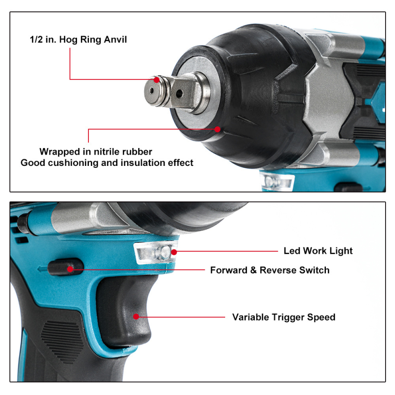 Електрически гаечен ключ - комплект, презареждаема литиева батерия, 220V, крутящ момент 600, удари 3500