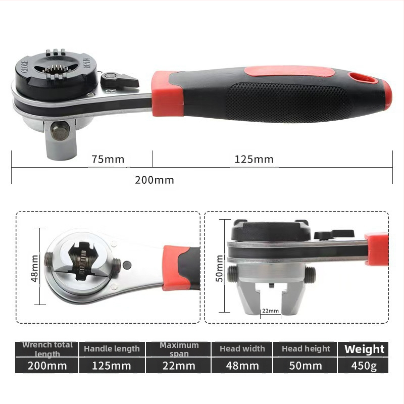 Sail zhe гаечен ключ с хромомолибденова стомана, електроплакирано покритие, двупосочно движение, тегло 460 г