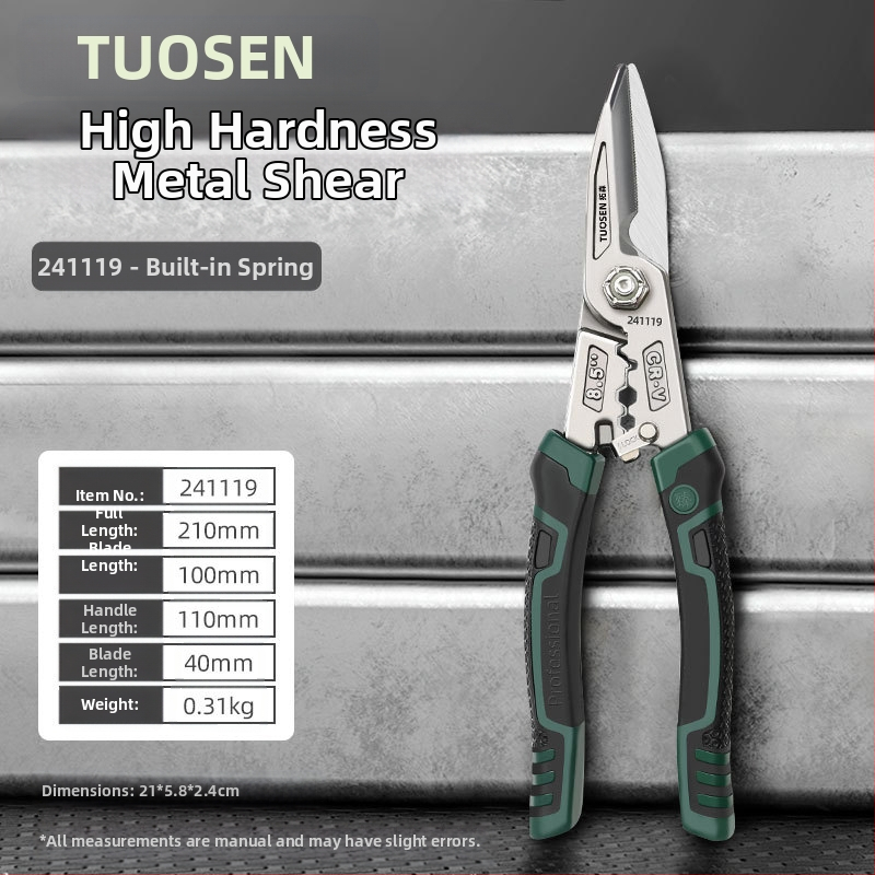 Tuosen Daugiafunkcinės geležies žirklės metalo darbams — aviacijos žirklės, aliuminio plokščių pjovimas, lubų karkaso pjovimas, aukšta kietumas