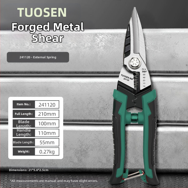 Tuosen Daugiafunkcinės geležies žirklės metalo darbams — aviacijos žirklės, aliuminio plokščių pjovimas, lubų karkaso pjovimas, aukšta kietumas