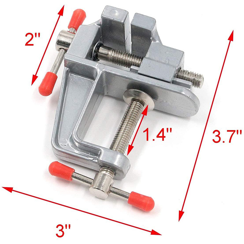 Mini universalus stalinis spaustukas su įrankio plieninėmis žnyplėmis, plastikinis rankena, sveria 153 g