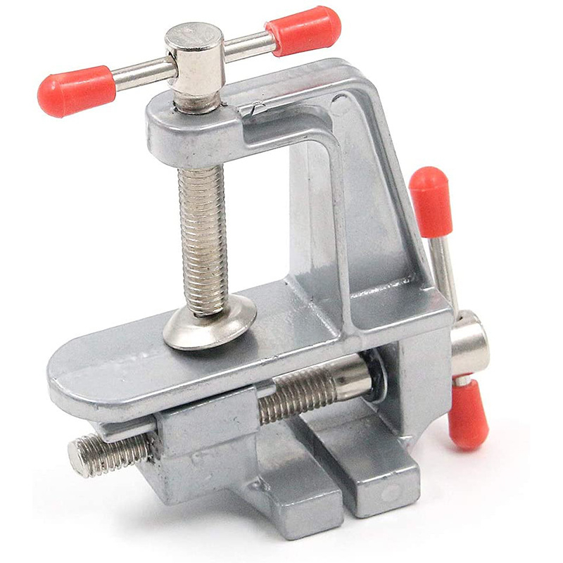 Mini universalus stalinis spaustukas su įrankio plieninėmis žnyplėmis, plastikinis rankena, sveria 153 g