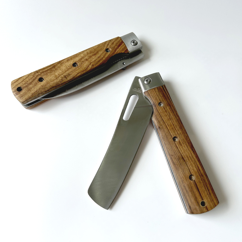 Cuțit pliabil cu mâner din lemn, oțel inoxidabil 3Cr13, lamă de 9,5 cm, pentru camping și bucătărie