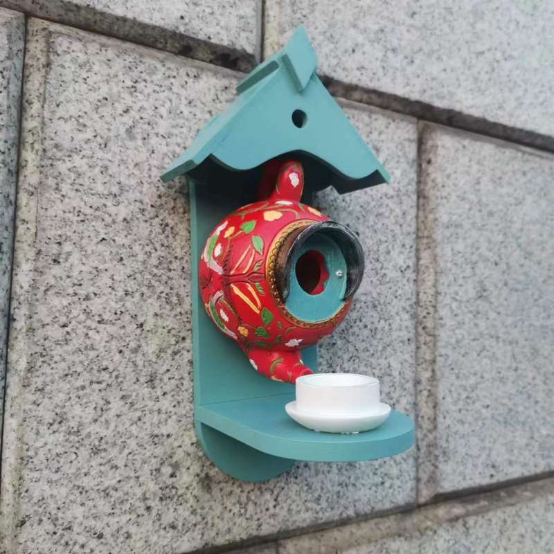 Οικία πουλιών και τροφοδότης – μοτίβο William Morris Teapot – Ρητίνη, προέλευση Zhejiang, σετ 18 τεμαχίων, για κατοικίδια πουλιά