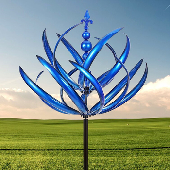 Iron Geometric Wind Spinner with Rotating Top Windmill – Halowind Outdoor Garden Sculpture