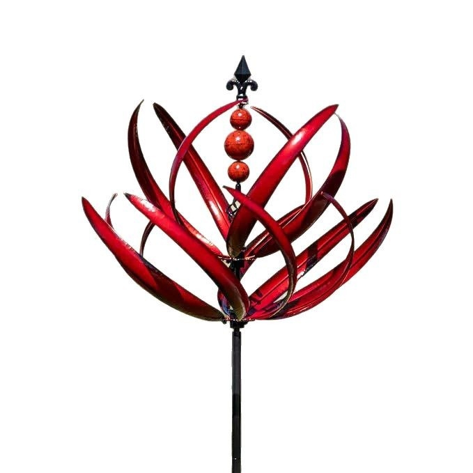 Iron Geometric Wind Spinner with Rotating Top Windmill – Halowind Outdoor Garden Sculpture