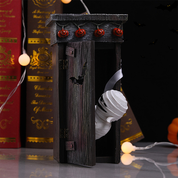 Διακοσμητικό ρητίνης για το Halloween: μούμια στην τουαλέτα – νάνος που διαβάζει εφημερίδα, μοντέρνο μινιμαλιστικό στυλ, Bindian