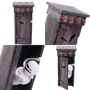 Διακοσμητικό ρητίνης για το Halloween: μούμια στην τουαλέτα – νάνος που διαβάζει εφημερίδα, μοντέρνο μινιμαλιστικό στυλ, Bindian