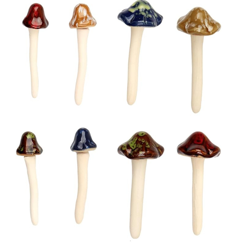 Rankų darbo keraminis grybo formos vazonėlis kiemui – glazūruotas, dekoratyvus