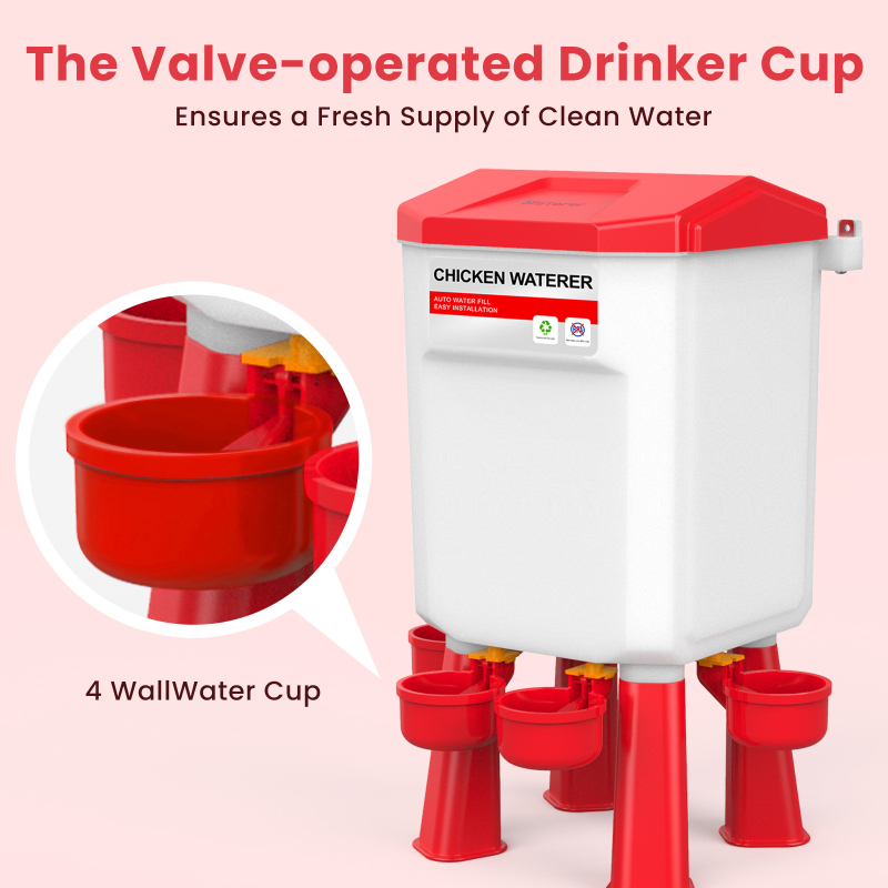 Automatinis vandens girdytuvas paukščiams su atskira talpykla – girdymo ir šėrimo įrenginys vištoms, žąsoms, balandžiams, modelis ZZKPJ00035, 1600 g