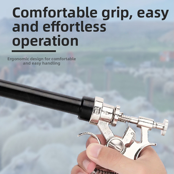 Κτηνιατρικός ανοξείδωτος ενέσιμος εξοπλισμός με μακρύ βραχίονα, ρυθμιζόμενος εμβολιακός ενέστηρας για χοίρους, βοοειδή και πρόβατα — κατάλληλος για κτηνοτροφία και υδατοκαλλιέργειες; λειτουργεί σε κανονική θερμοκρασία; Διασφάλιση ποιότητας