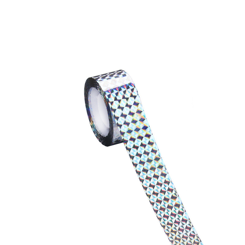 Декоративни градински орнаменти - лента за отблъскване на птици, PET материал, двустранно отражателна, за овощни градини и градини за зеленчуци