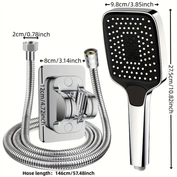 Τετράγωνη κεφαλή ντους με τρεις ταχύτητες – ABS σώμα, λειτουργίες ψεκασμού και βροχής, μοντέρνο μινιμαλιστικό στυλ, ηλεκτροχρωμιωμένη επίστρωση