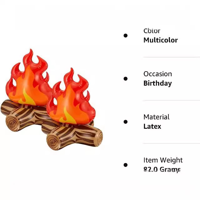 Išpūstas ugnių rekvizitas lauko dekoracijoms, PVC (Medžiaga: PVC; Pakuotė: OPP maišelis; Amžiaus grupė: 15–35; Naudojimas: kemperiams ir sodo dekoravimui)