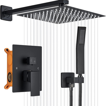 Slėptas įrengimo dušo komplektas, kvadratinė įstatoma dušo galvutė, Space aliuminis, lietaus funkcija