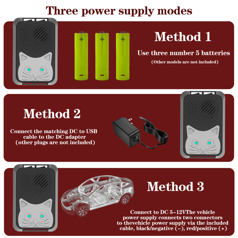 Egérriasztó, univerzális 5V/12V, ultrahangos riasztás 9–65 kHz, 0,6 W, ABS hőálló burkolat