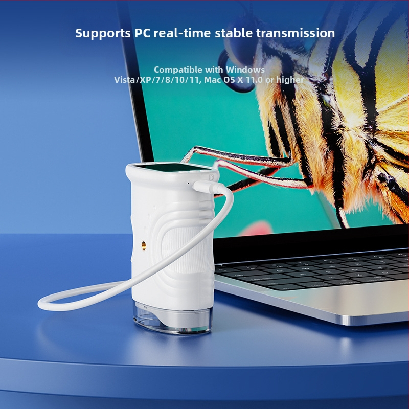 Детски преносим ръчен микроскоп – HD изображение, електрически, силиконова образователна играчка за биология и химия (за възраст 7–14 години)