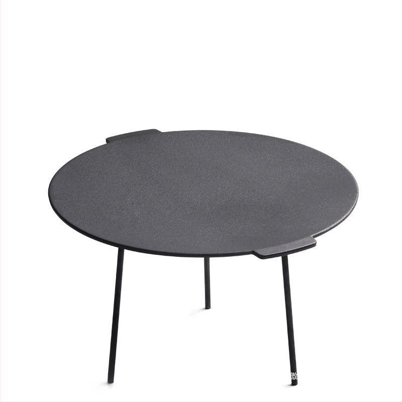 Apskrito akmeninio grilio keptuvė išorinei gaminimui su plokščiu dugnu, stovyklavimui, 0.5 kg