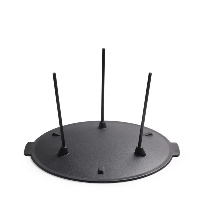 Apskrito akmeninio grilio keptuvė išorinei gaminimui su plokščiu dugnu, stovyklavimui, 0.5 kg