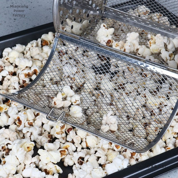 Nerūdijančio plieno kepimo krepšelis elektrinėms orkaitėms, universalus pasukamas laikiklis skrudinant riešutus ir kavos pupeles