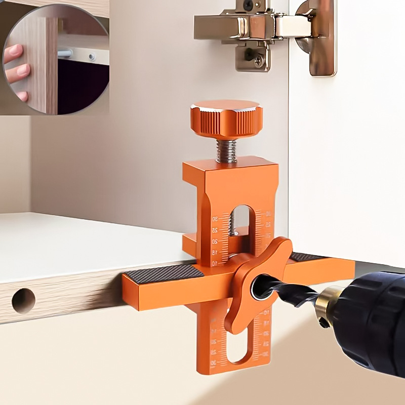 Többfunkciós alumíniumötvözetű szekrényajtó szerelő eszköz, ajtópanel rögzítéséhez és nyitóeszköz, visszalabó mechanizmussal