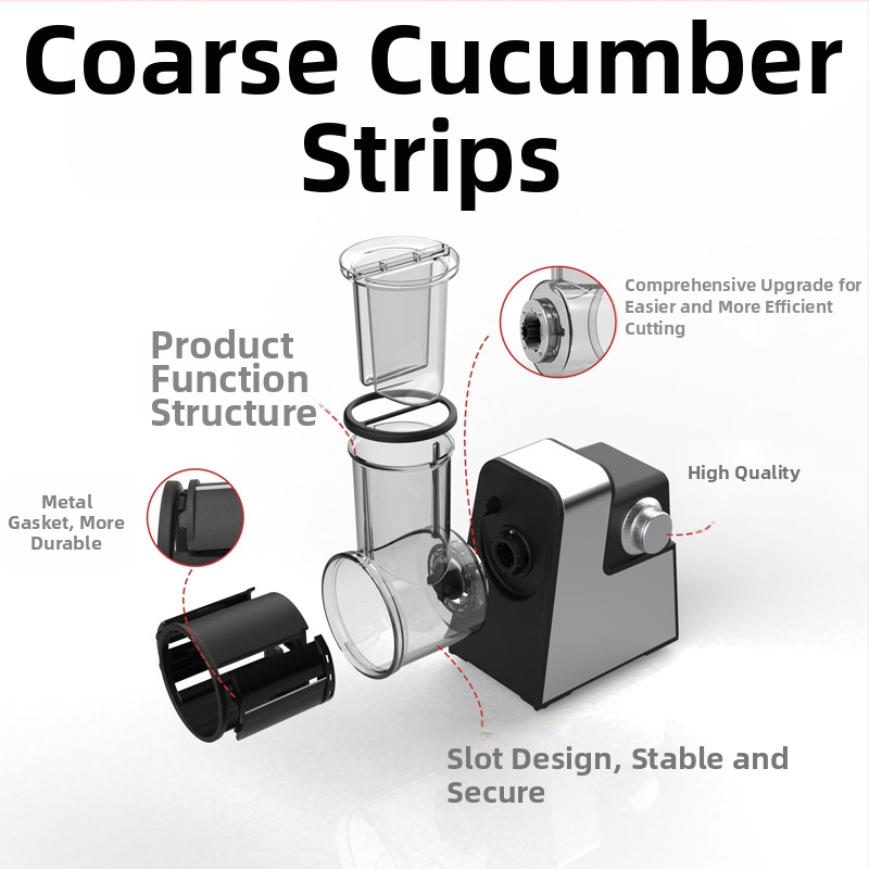 Многофункционален електрически резач за зеленчуци за кухнята – неръждаема стомана, автоматичен резач и настъргвач, нарязване и настъргване