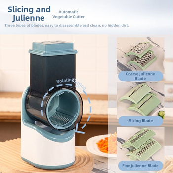 Elektrinis daugi funkcinis daržovių pjaustytuvas su tarkavimo ir pjaustymo ašmenimis, ABS medžiaga, namų naudojimui