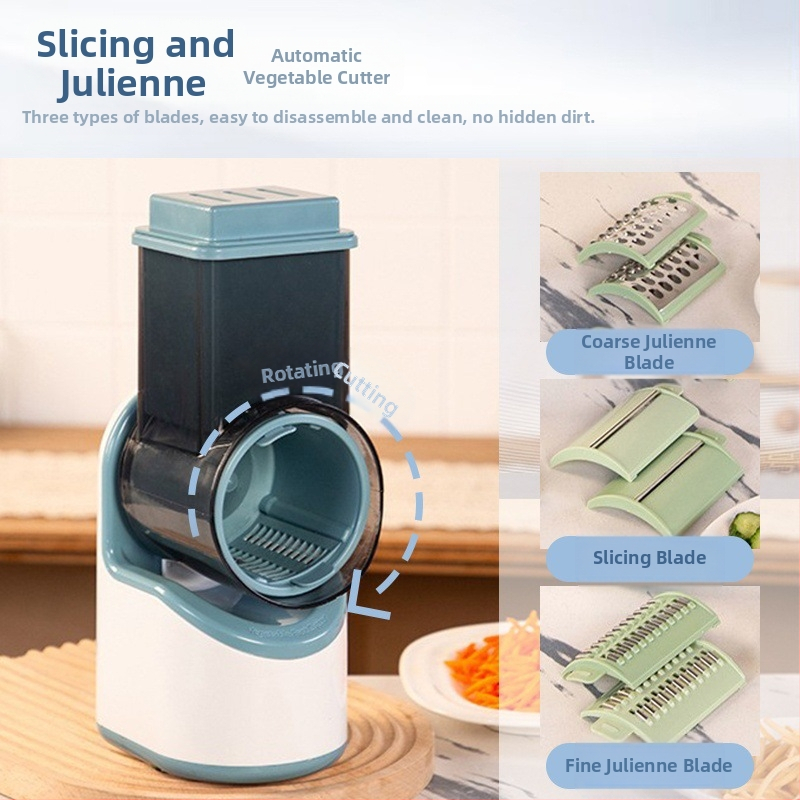 Електрически многофункционален резач за зеленчуци със ножове за настъргване и нарязване, ABS материал, за домашна употреба